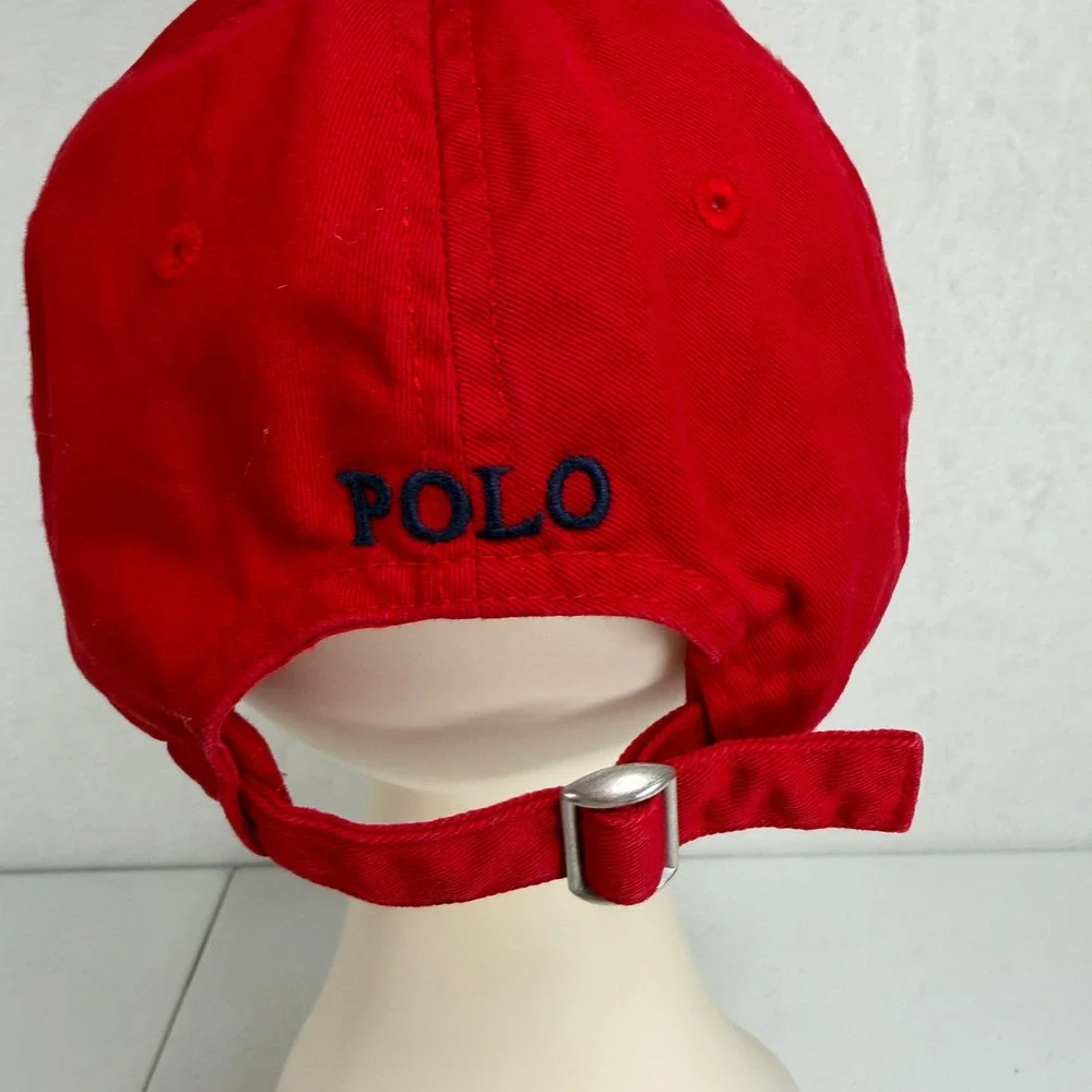 Vintage Polo Ralph Lauren Baseball Cap Red Navy Pony Logo Adjustable Cotton Hat